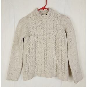 Aran Sweater Market oatmeal wool cashmere cable knit sweater Size small Preppy